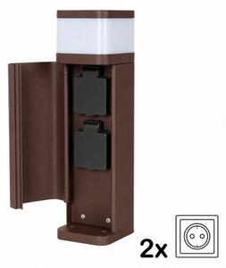 BRILAGI - Lampada da esterno con 2 prese SCHUKO PILLAR 1xG9/11W/230V IP44 marrone