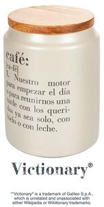 Barattolo in gres per caffè con scritta café e coperchio ermetico in bamboo 750 ml Victionary Spagnolo
