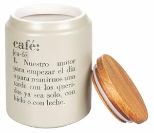 Barattolo in gres per caffè con scritta café e coperchio ermetico in bamboo 750 ml Victionary Spagnolo