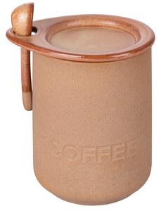 Barattolo per caffè in ceramica grezza con scritta coffee e cucchiaino con finitura lucida 900 ml Pompei