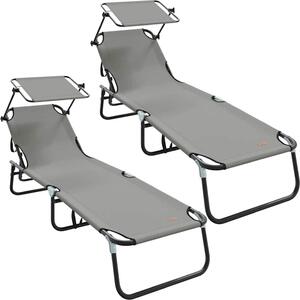 Lettino prendisole pieghevole 2 pcs Grigio 190 x 57 x 81 cm