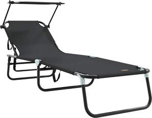 Lettino prendisole pieghevole Nero 190 x 57 x 81 cm Oxford