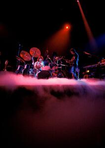 Fotografia February 1977 concert of rock band Pink Floyd at the Paris Pavilion Nick Mason drummer and bassist Roger Waters