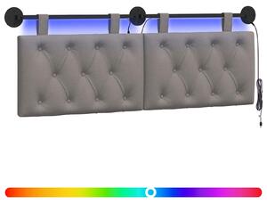 Testiera sospesa Con luce LED Tortora Tessuto