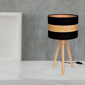 Eko-Light Lampada da tavolo Terra di legno e tessuto, nero