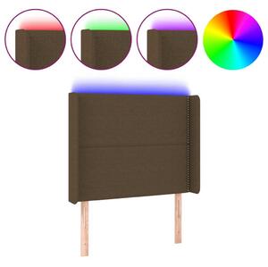 Testiera a LED Marrone Scuro 103x16x118/128 cm in Tessuto
