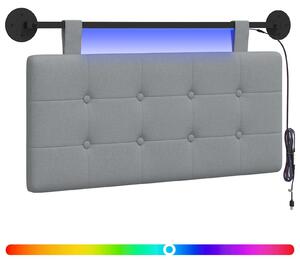 Testiera sospesa Con luce LED Grigio Chiaro Tessuto