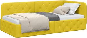 Cornice del letto ad angolo Giallo 100 x 200 cm Velluto