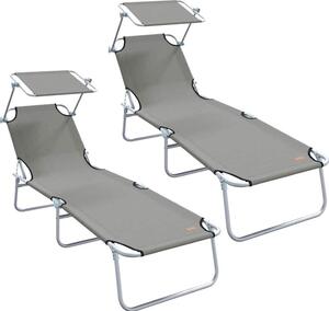 Lettino da sole 2 pcs Grigio 58 x 188 x 77cm Poliestere