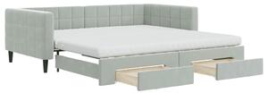 Divano Letto Estraibile Cassetti Grigio Chiaro 100x200 Velluto