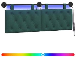 Testiera sospesa Con luce LED Verde Scuro Tessuto