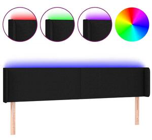 Testiera a LED Nera 203x16x78/88 cm in Tessuto