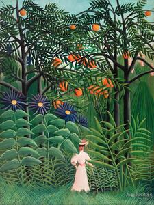 Riproduzione Walking in the Exotic Forest, Henri Rousseau