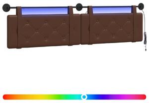 Testiera sospesa Con luce LED Marrone Pelle finta