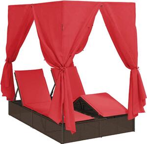 Lettino da sole doppio Rosso 205 x 129 x 200 cm polyrattan