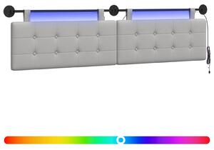 Testiera sospesa Con luce LED Grigio Nuvola Tessuto
