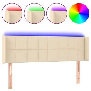 Testiera a LED Crema 147x16x78/88 cm in Tessuto