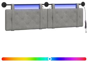 Testiera sospesa Con luce LED Grigio Chiaro Velluto