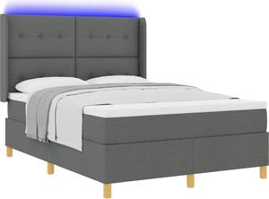 Letto a molle con strisce LED Grigio 140 x 190 cm Tessuto