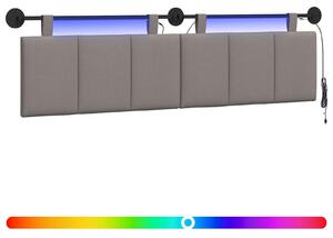 Testiera sospesa Con luce LED Tortora Tessuto