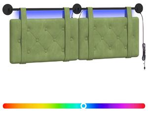 Testiera sospesa Con luce LED Verde chiaro Velluto