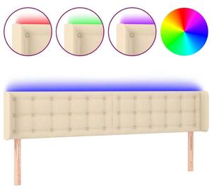 Testiera a LED Crema 163x16x78/88 cm in Tessuto