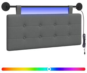 Testiera sospesa Con luce LED Grigio Scuro Tessuto