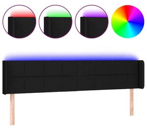 Testiera a LED Nera 203x16x78/88 cm in Tessuto