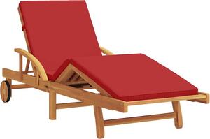 Lettino da sole Rosso 200 x 67 x 84 cm Legno di Acacia Massello