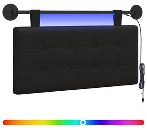 Testiera sospesa Con luce LED Nero Pelle finta