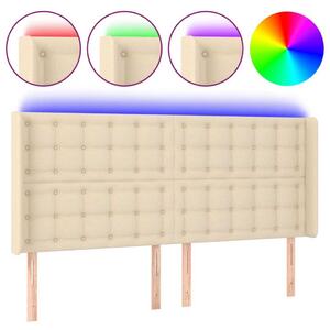 Testiera a LED Crema 163x16x118/128 cm in Tessuto