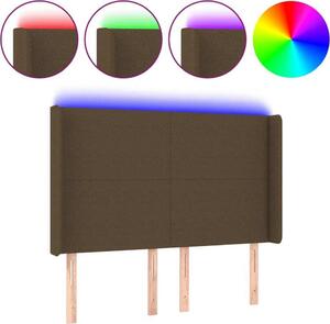 Testiera a LED MarroneScuro147x16x118/128cm inTessuto