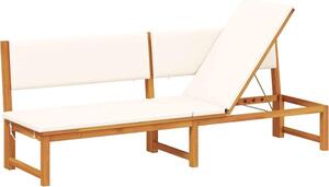 Lettino da sole con cuscino Olio Naturale 200 x 57 x 75cm