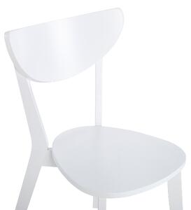 Set di 2 sedie da pranzo Seduta in MDF bianco Gambe in legno di gomma Schienale curvo senza braccioli Beliani