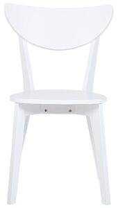 Set di 2 sedie da pranzo Seduta in MDF bianco Gambe in legno di gomma Schienale curvo senza braccioli Beliani