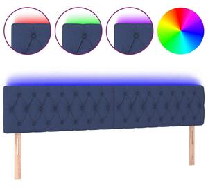 Testiera a LED Blu 200x7x78/88 cm in Tessuto