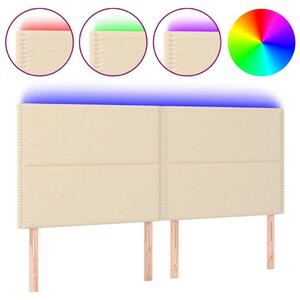 Testiera a LED Crema 180x5x118/128 cm in Tessuto