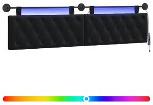 Testiera sospesa Con luce LED Nero Velluto