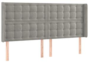 Testiera ad Orecchio Grigio Chiaro 163x16x118/128 cm in Velluto