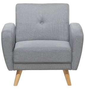 Poltrona imbottita in tessuto grigio trasformabile schienale regolabile gambe in legno soggiorno moderno e minimalista Beliani