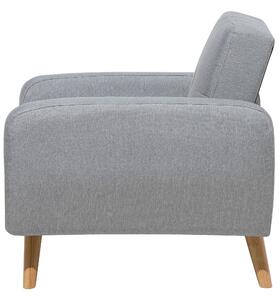 Poltrona imbottita in tessuto grigio trasformabile schienale regolabile gambe in legno soggiorno moderno e minimalista Beliani