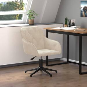 The Living Store Sedia da ufficio girevole in velluto crema
