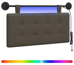 Testiera sospesa Con luce LED Grigio Pelle finta