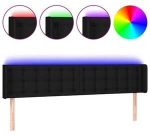 Testiera a LED Nera 203x16x78/88 cm in Tessuto