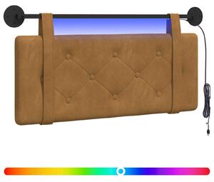 Testiera sospesa Con luce LED Marrone Velluto