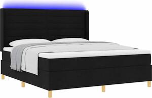 Letto a molle con strisce LED Nero 180 x 200 cm Tessuto