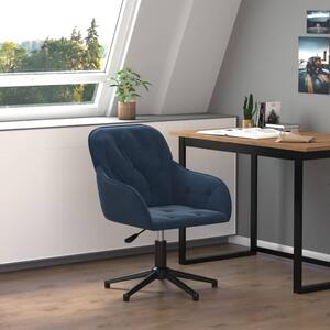 The Living Store Sedia da ufficio girevole in velluto blu