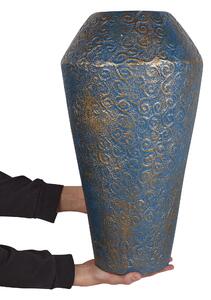 Vaso Decorativo Alto dorato Blu Ceramica 51 cm Effetto Anticato Beliani