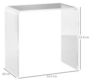 HOMCOM Tavolino da Salotto in Acrilico a U con Bordi Lisci e Angoli Arrotondati, 53.5x30.5x53.5 cm, Trasparente