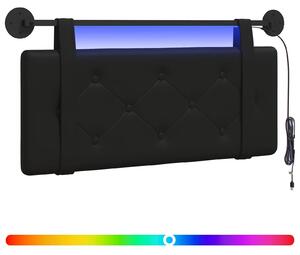 Testiera sospesa Con luce LED Nero Pelle finta